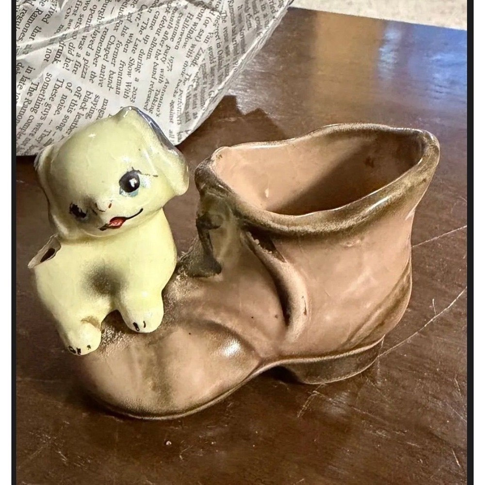Vintage Enesco Puppy Dog Shoe Boot